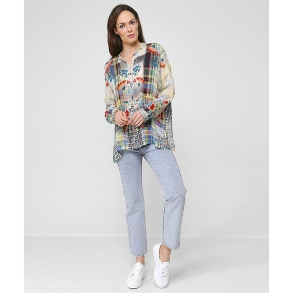 Johnny Was Floral Patch Printed Button Front Over… - image 3